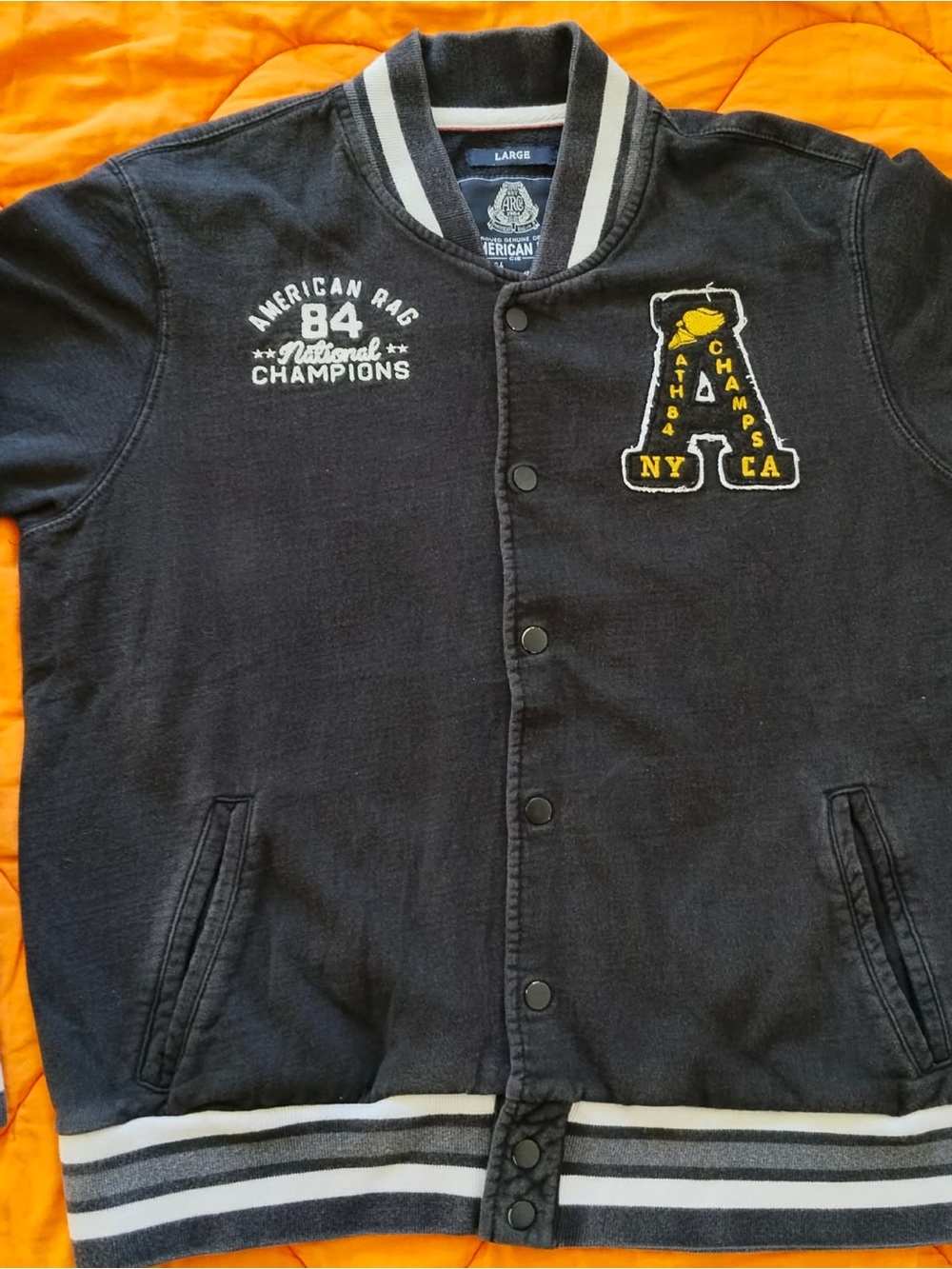 American Rag Navy & White Boys' Letterman Jacket